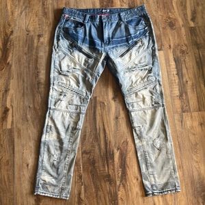 men's square zero distressed moto jeans Sz 40